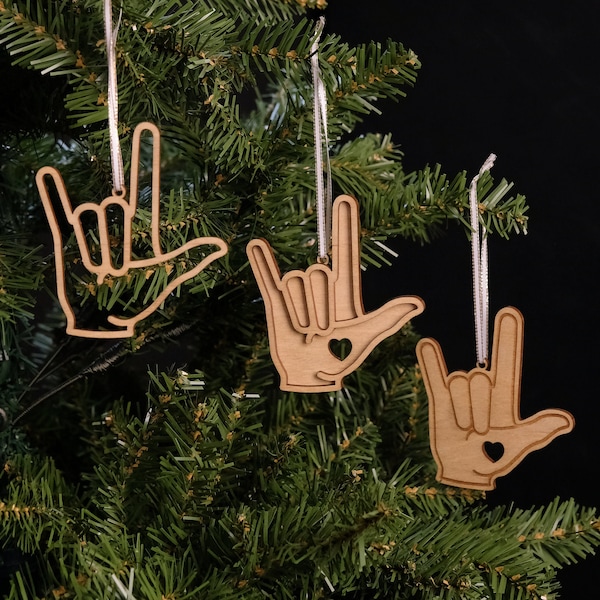 I Love You ASL Ornament, Sign Language Christmas Ornament