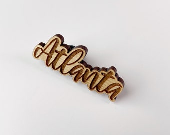 Atlanta Wooden Lapel Pin | Real Wood | Laser Cut & Engraved | Atlanta Georgia Gifts | Locally Made in Atlanta