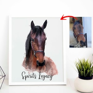 Сustom paard portret tekening van foto, aangepaste huisdier portret van foto, paard Memorial gift, gepersonaliseerde paard kunst aan de muur, koninklijke huisdier portret
