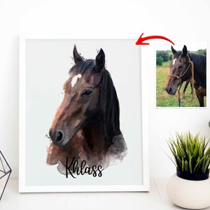 Retrato de caballo personalizado, arte de mascota personalizado. Retrato de perro.