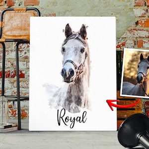 Ritratto di cavallo personalizzato, regali personalizzati a tema cavallo, ritratto di animale domestico personalizzato da foto, regalo commemorativo a tema cavallo, decorazione murale personalizzata a tema cavallo