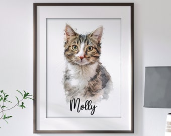 Cat memorial portrait, Pet portrait, Dog painting, Cat loss gift, Pet Portrait From Photo, Custom Dog Portrait, Cat Portrait, Dog Mom Gift