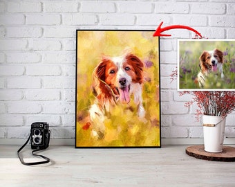 Portrait de chien à l'aquarelle de la photo, portrait d'animal coloré, portrait d'animal de compagnie personnalisé, portrait d'animal peint personnalisé, portrait de chien dessiné à la main