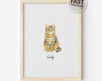 Custom Pet Watercolor Portrait from Photo, Cat or Dog Memorial Gift, Personalized Pet Art Print, Pet Lover Gift Idea