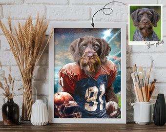 Personalized Sportsmen Dog Painting, Hand Painted Dog, Colorful pet portrait, Dog portrait hand drawn, Custom Watercolor Dog Portrait