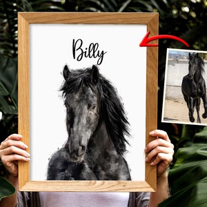 Watercolor pet portrait from photo, Drawing from photo, Custom Horse Portrait, Personalized Pet Portrait, Horse Portraits From Photos