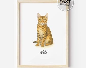Personalized Pet Painting from Photo – Digital Watercolor Style Animal Portrait – Custom Dog or Cat Artwork Printable