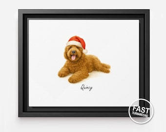 Custom Dog Christmas Portrait Canvas