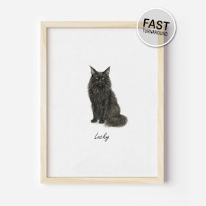 Custom Mini Watercolor Pet Portrait from Photo – Personalized Cat or Dog Art Print, Minimalist Small Wall Decor, Pet Memorial Gift