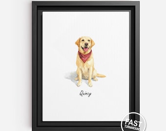 "Aquarell Hund - ""Hundeportrait"" - ""Tierportrait"" - Geschenk für Ihn."