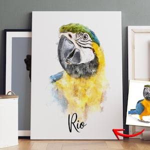 Custom Parrot Portrait, Royal Parrot Portrait, Bird Owner Gift, Custom Pet Watercolor Portrait, Pet Portrait, Parrot Portraits, Pet Memorial