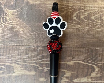 University of Georgia/UGA Beaded Pen  with dog paw