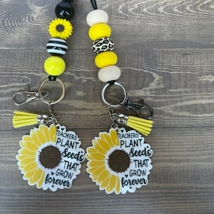 Teacher Sunflower Lanyard; Flower Lanyard; Teacher Lanyard; Lanyard; Badge Holder; Teacher Gift