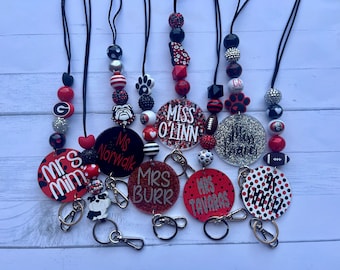 Cordón personalizado de Georgia / Cordón rojo y negro / Cordón con diseño de bulldog