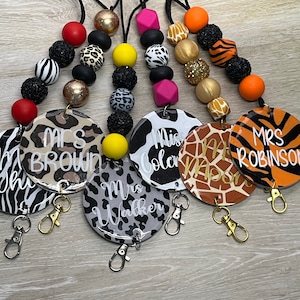 Personalized Animal Print Lanyard (zebra, cow, giraffe, leopard) Customize your colors!