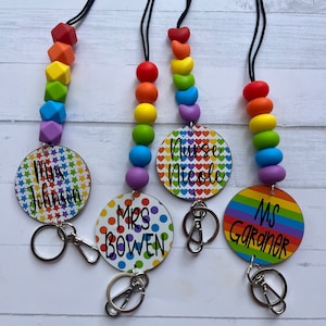 Bright, Colorful Rainbow Lanyard; Counselor Lanyard; Nurse Lanyard