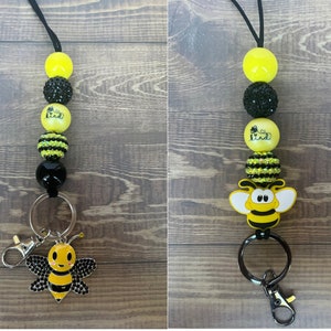 Bee Lanyard; Bumblebee Lanyard; Yellow and Black Lanyard; Teacher Lanyard; Lanyard; Badge Holder; Teacher Gift