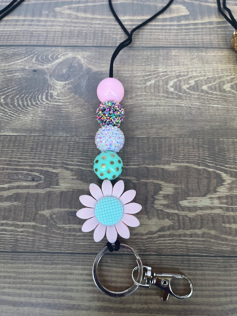 Flower Lanyard Daisy Lanyard Sunflower Lanyard Teacher Etsy