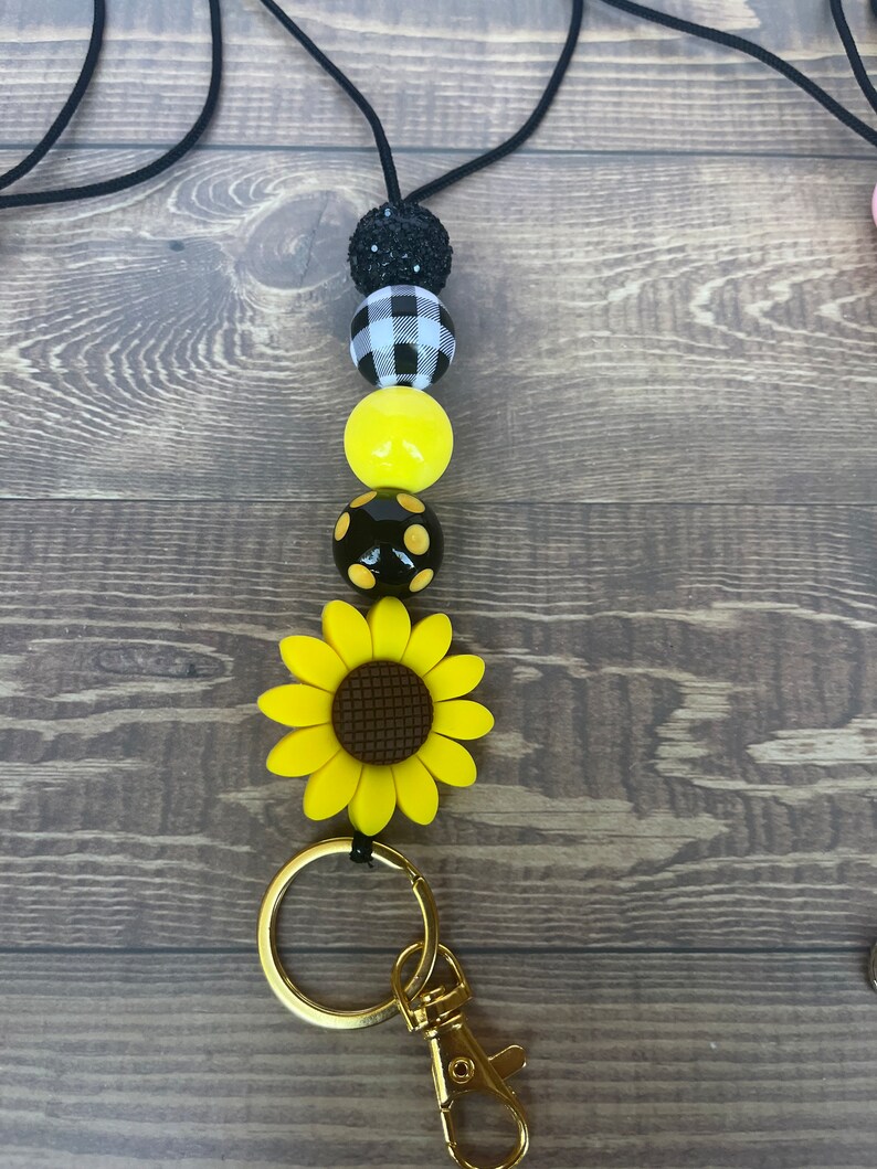 Flower Lanyard Daisy Lanyard Sunflower Lanyard Teacher Etsy