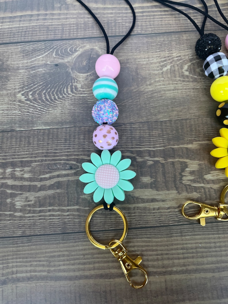 Flower Lanyard Daisy Lanyard Sunflower Lanyard Teacher Etsy