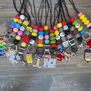 School themed lanyard; apple lanyard; bus lanyard; coffee lanyard; pencil lanyard; Teacher Lanyard; Lanyard; Badge Holder; Teacher Gift