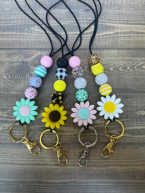Flower Lanyard Daisy Lanyard Sunflower Lanyard Teacher - Etsy
