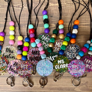 Multicolor Glitter Lanyards; Teacher Lanyard; Nurse Lanyard; Glitter Badge Holder; Glitter Keyring
