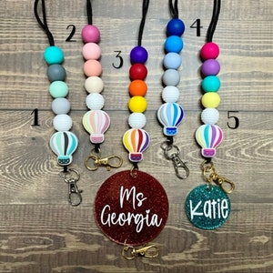 Hot Air Balloon Lanyard (choose from 5 colorful designs!) with optional personalized disc add-on!