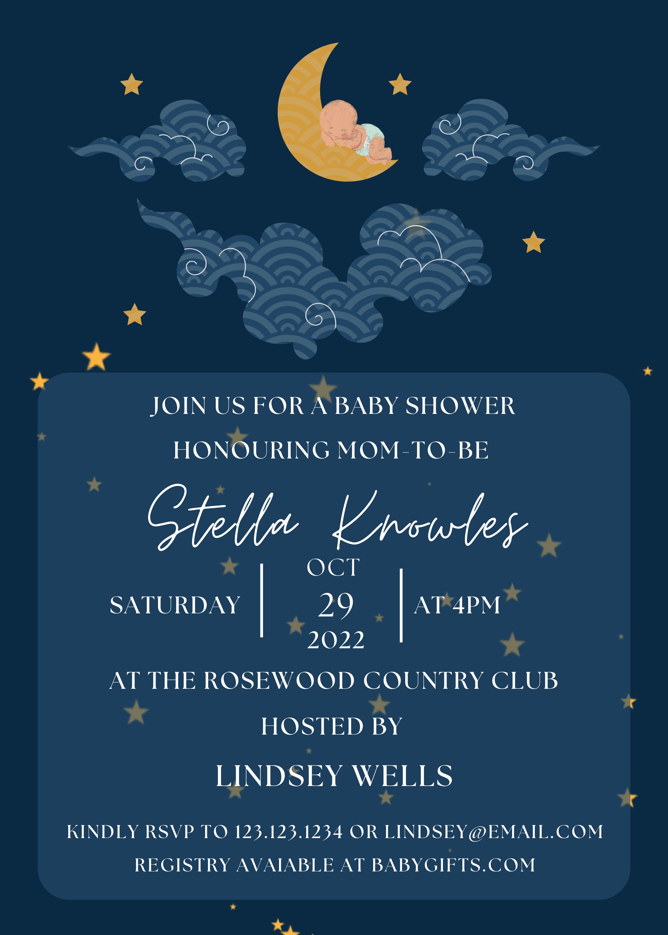 Starry Night, Baby Shower Invite Template, Printable Etsy