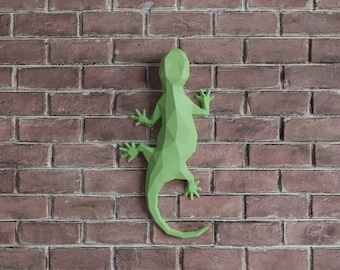 Salamander Papercraft, 3D DIY Gift, Paper Craft Lizard, 3D Origami Paper Gecko, 3D Paper Sculpture, Low Poly Salamander, Digitale Download