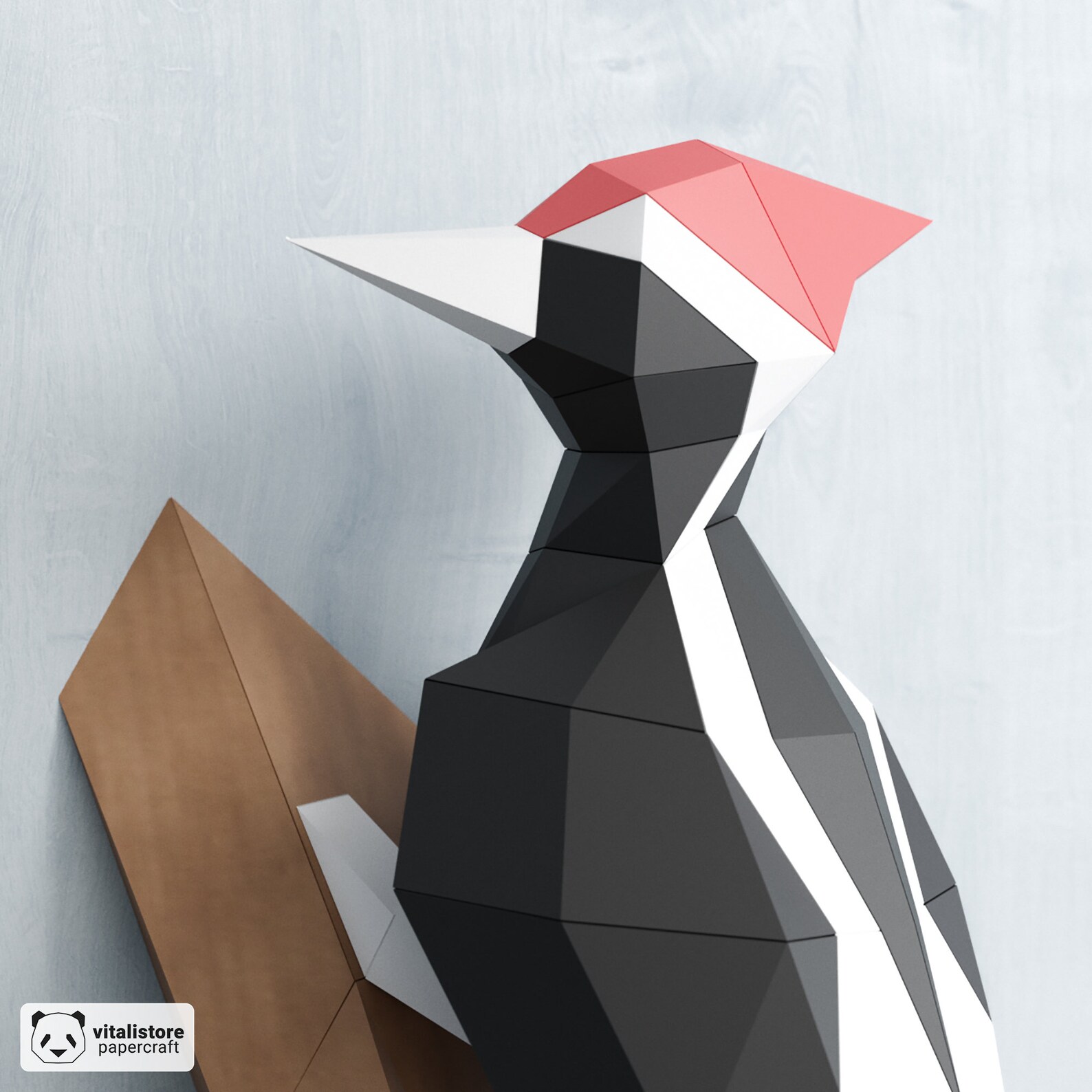 Bird DIY Papercraft Woodpecker Sculpture Low Poly Paper - Etsy