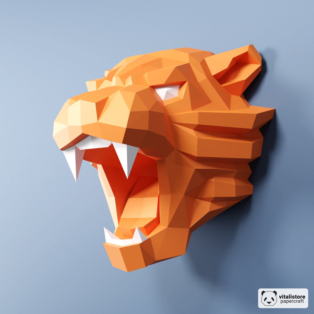 Tigre (macho, Em Pé) Papercraft 3d Digital.