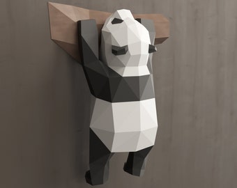 Papercraft Panda, schattige Panda DIY cadeau, 3D papier sculptuur Panda papier ambachtelijke beer, DIY Papercraft cadeau, laag poly Panda cadeau, 3D origami Panda