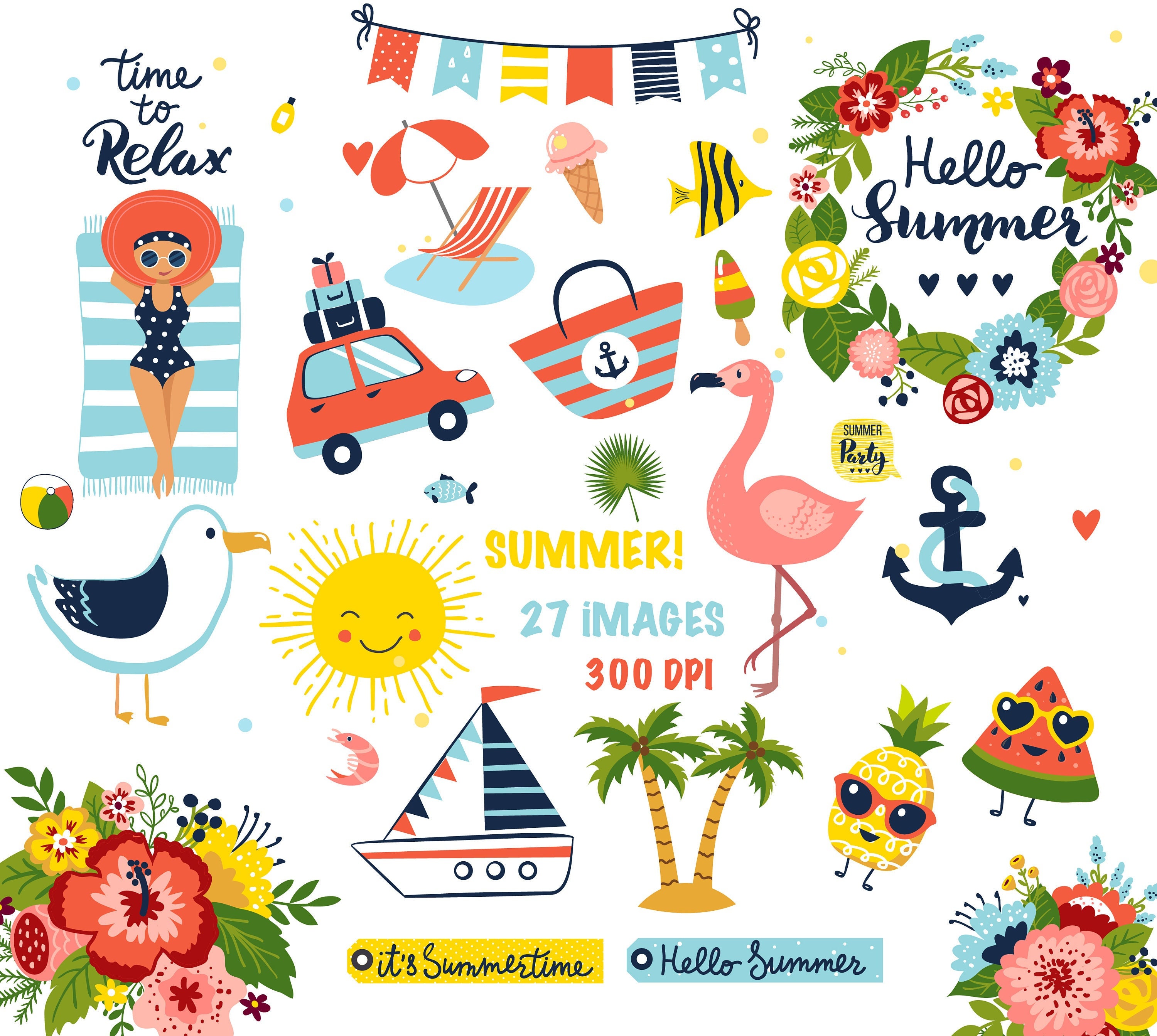 Summer Clipart Seasonal Clipart Instant Download - Etsy