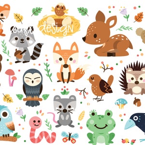 Woodland Animals Clipart, Forest Animal Clip Art, Wild Cute Garden Fox ...