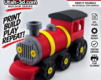 Builder Series Train STL | Buildable Toy Train Engine | 3D Printable Locomotive | Toy Train STL | Digital Download