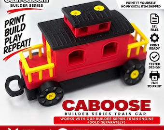 3D Printable Caboose STL Files | Buildable Train Car | Printable Screws & Screwdriver | Builder Series Train | Digital Download