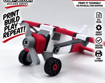 Builder Series Airplane STL | Buildable Toy Airplane | 3D Printable Plane | 3D Print Files | Digital Download