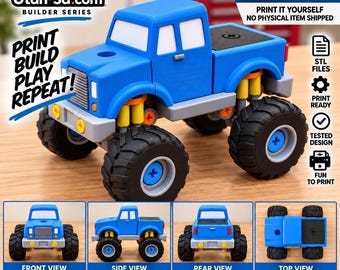 Builder Series Monster Toy Truck STL | Buildable 3D Printable Toy Truck | Digital Download