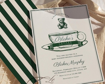 Baby is Brewing Shower Invitation: Polo Bear Brunch (Digital Invite)