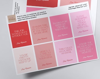 Funny Coworker Valentine's Day Favor Tags: Editable Candy Card (Digital File)