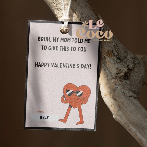 FUNNY Bro Valentines Day Favor Tag,Editable Classmates Valentines Day Card Tag, Teenager Vday Treat Card, Gift Favor Tag,Valentines Day Card