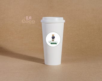 Baby is Brewing Round Stickers: Polo Bear Coffee Cup Baby Shower Favor (Digital Download)