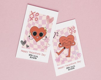 Retro Heart Smiley Face Valentine's Day Favor Tag (Digital Download)