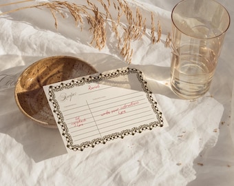 Italian Bistro Vintage Lace Rustic Recipe Card Template 4x6"