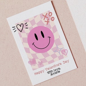 Smiley Gesicht Valentinstag Gunst Tag, bearbeitbar Valentinstag Karte Tag, Retro Smiley Party Favor, Geschenk Favor Tag, Valentinstag Gunst Karte