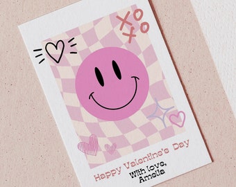 Retro Smiley Face Valentine's Day Favor Tag (Editable Digital Download)