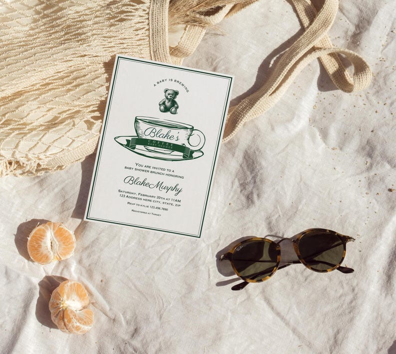 Bear Polo Coffee Baby is Brewing Invitation