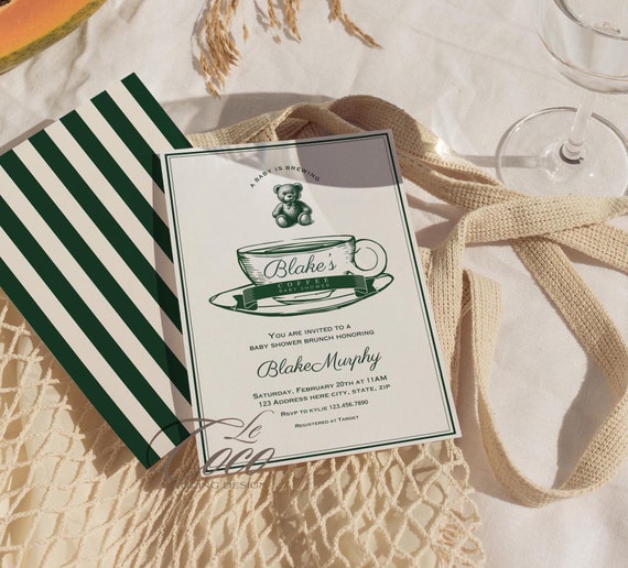 Baby is Brewing Shower Invitation: Polo Bear Brunch (Digital Invite)