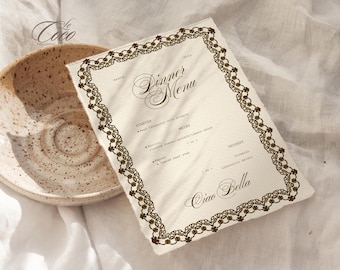 Moody Brown Vintage italiensk bistro middagsmenymall 5x7